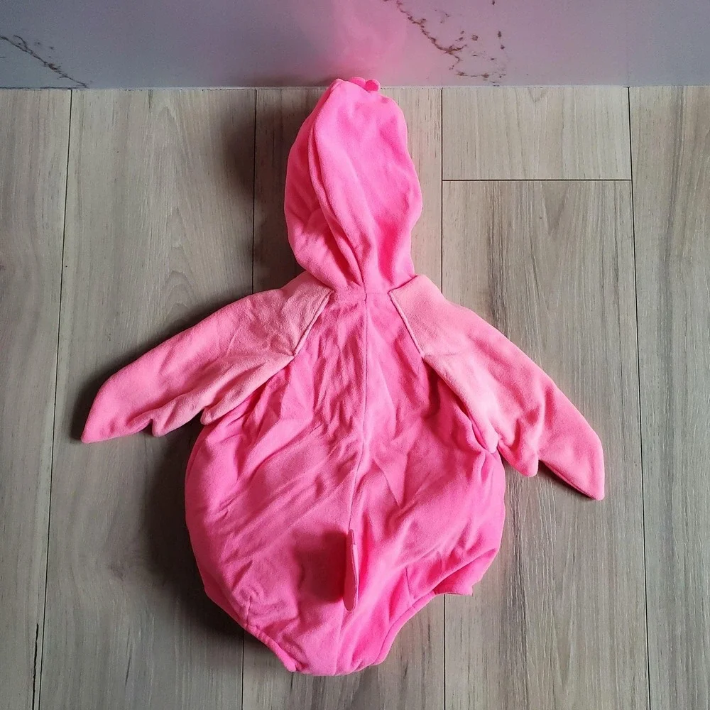 Carter's Puffer Snowsuit Girls 3-6 Months Pink Flamingo Hooded Fleece Costume